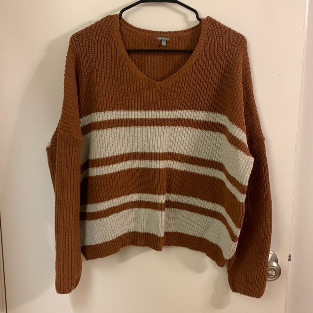 XL Charlotte Russe Orange and white striped cropped sweater